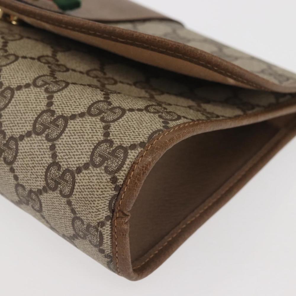 GUCCI GG Supreme Web Sherry Line Clutch Bag PVC Beige Red 89 01 030 Auth bs29490 - Picture 7 of 16